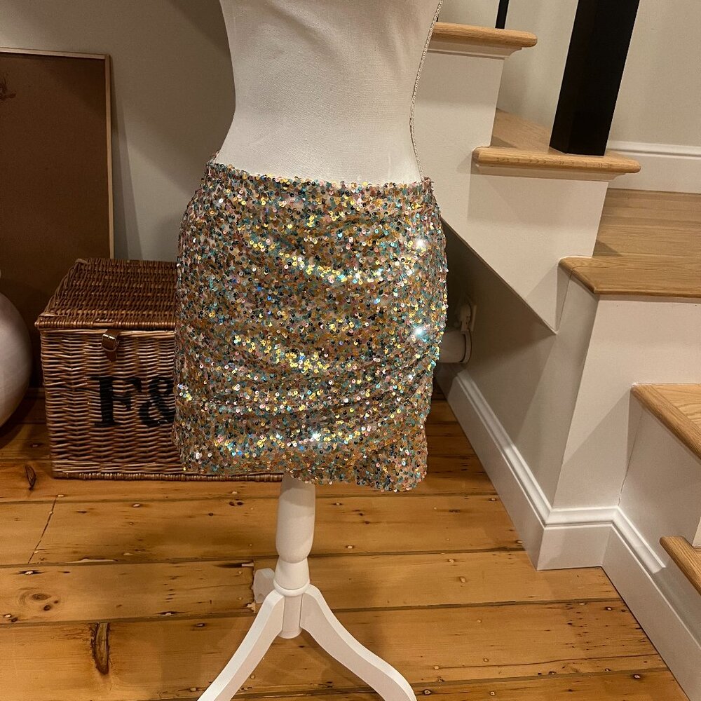 Mango Multi Color Sequin mini Skirt Size Size Medium